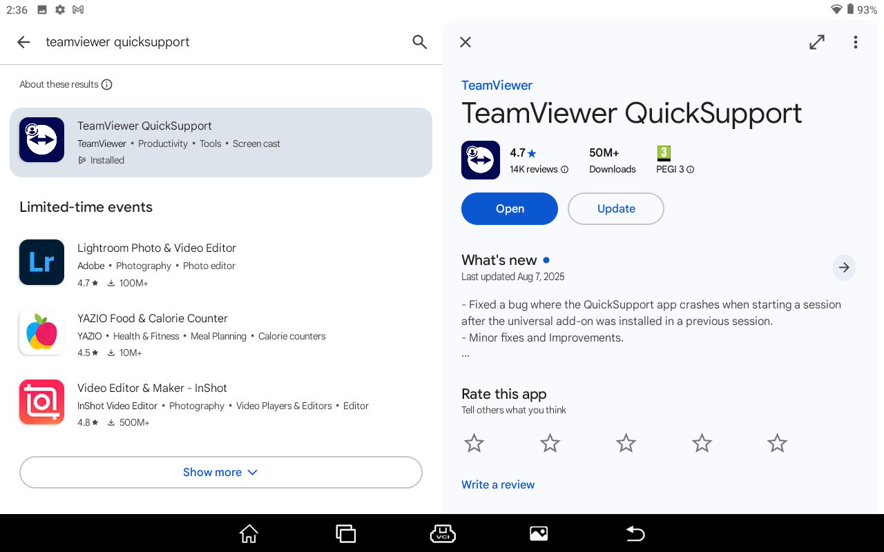 Strona aplikacji TeamViewer QuickSupport
